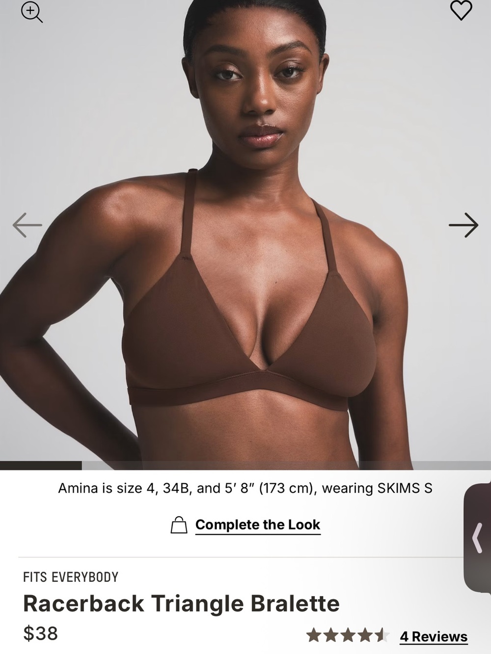 SKIMS Racerback Triangle Bralette - NWOT in Cocoa